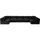 Meridian Shaggy Black Corduroy Performance Fabric Modular Sectional IMAGE 6