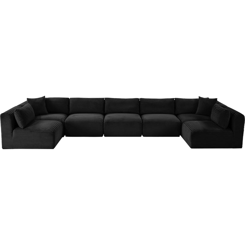 Meridian Shaggy Black Corduroy Performance Fabric Modular Sectional IMAGE 6