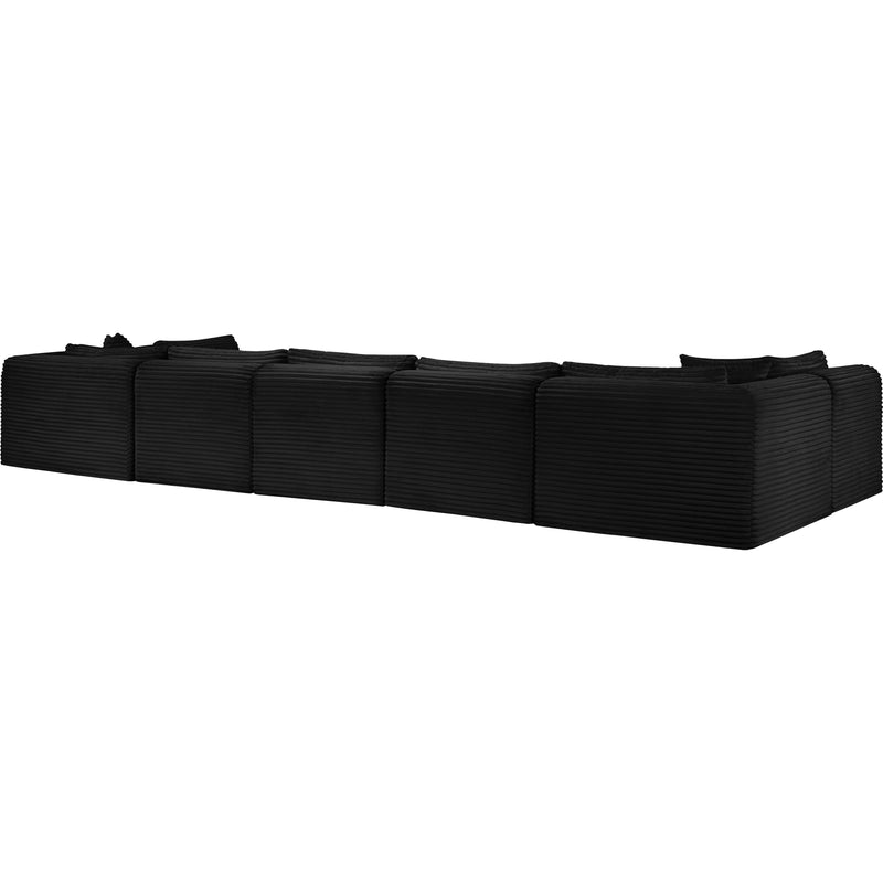 Meridian Shaggy Black Corduroy Performance Fabric Modular Sectional IMAGE 7