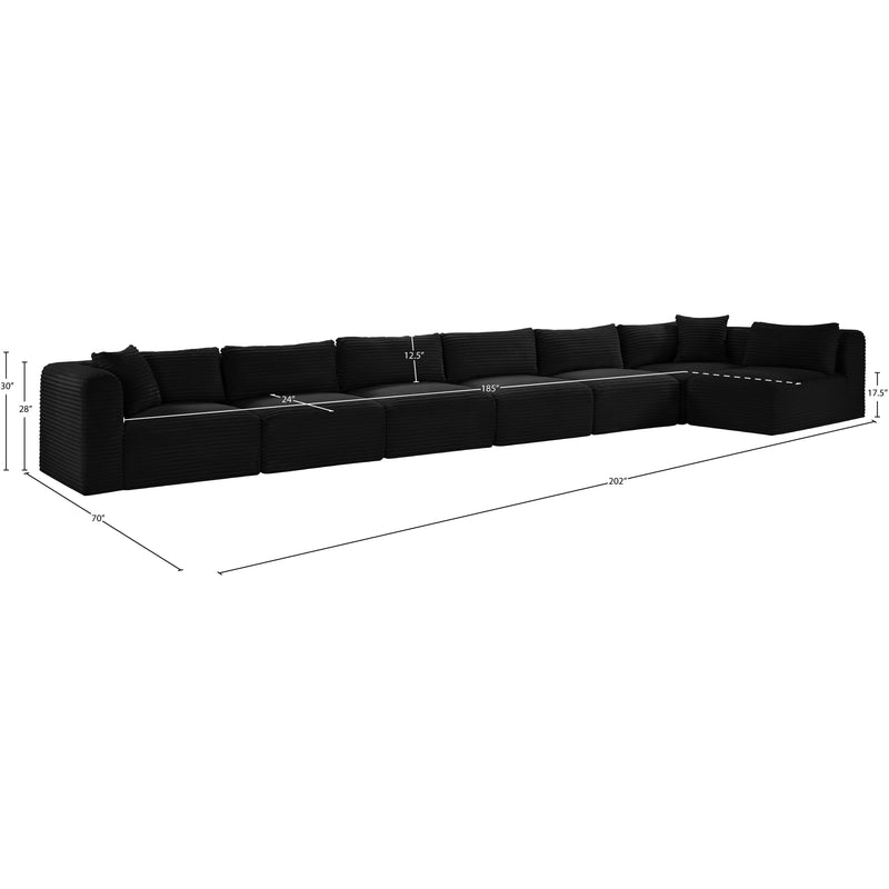Meridian Shaggy Black Corduroy Performance Fabric Modular Sectional IMAGE 13