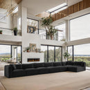 Meridian Shaggy Black Corduroy Performance Fabric Modular Sectional IMAGE 2