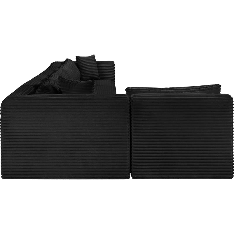 Meridian Shaggy Black Corduroy Performance Fabric Modular Sectional IMAGE 4
