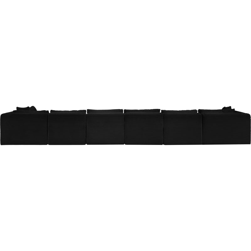Meridian Shaggy Black Corduroy Performance Fabric Modular Sectional IMAGE 5
