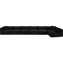 Meridian Shaggy Black Corduroy Performance Fabric Modular Sectional IMAGE 6