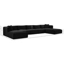 Meridian Shaggy Black Corduroy Performance Fabric Modular Sectional IMAGE 11