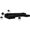 Meridian Shaggy Black Corduroy Performance Fabric Modular Sectional IMAGE 12