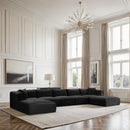 Meridian Shaggy Black Corduroy Performance Fabric Modular Sectional IMAGE 2