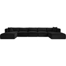 Meridian Shaggy Black Corduroy Performance Fabric Modular Sectional IMAGE 3