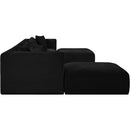 Meridian Shaggy Black Corduroy Performance Fabric Modular Sectional IMAGE 4