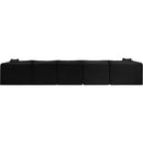 Meridian Shaggy Black Corduroy Performance Fabric Modular Sectional IMAGE 5