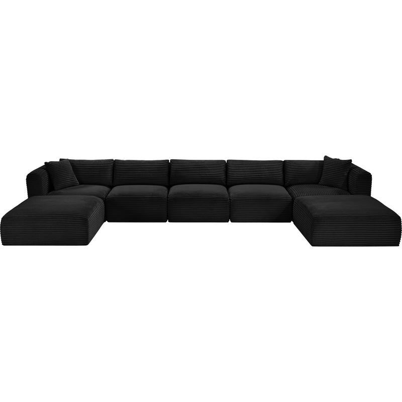 Meridian Shaggy Black Corduroy Performance Fabric Modular Sectional IMAGE 6