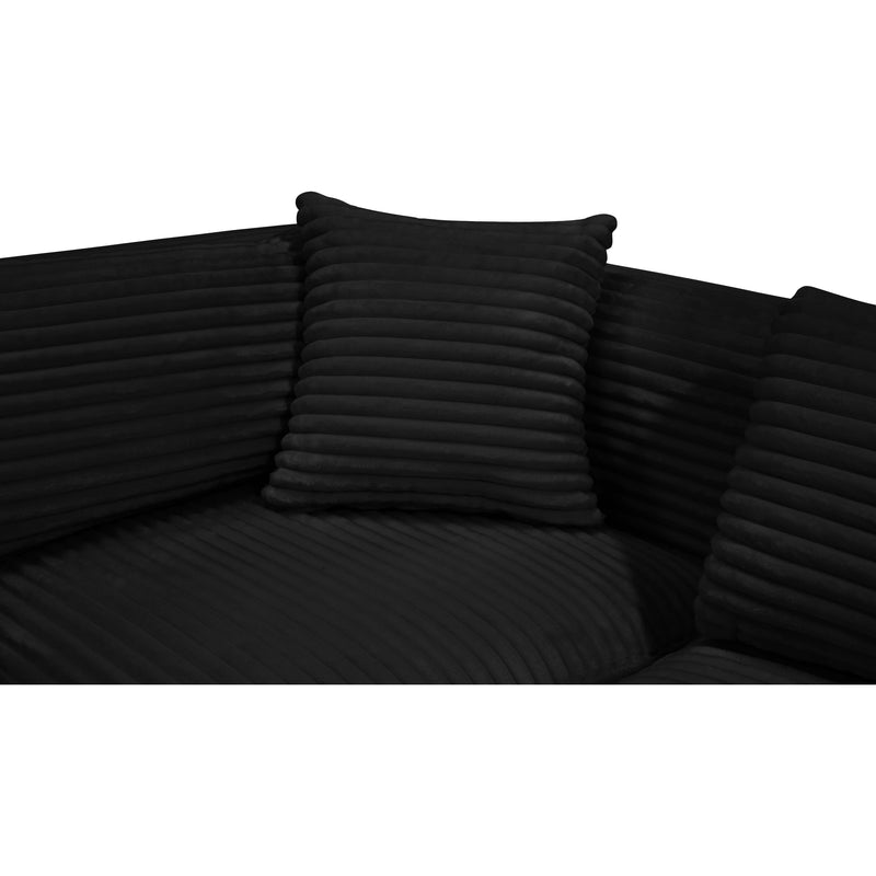 Meridian Shaggy Black Corduroy Performance Fabric Modular Sectional IMAGE 11