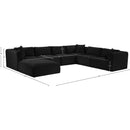 Meridian Shaggy Black Corduroy Performance Fabric Modular Sectional IMAGE 13