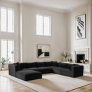 Meridian Shaggy Black Corduroy Performance Fabric Modular Sectional IMAGE 2