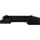 Meridian Shaggy Black Corduroy Performance Fabric Modular Sectional IMAGE 3