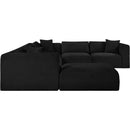 Meridian Shaggy Black Corduroy Performance Fabric Modular Sectional IMAGE 4