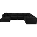 Meridian Shaggy Black Corduroy Performance Fabric Modular Sectional IMAGE 6