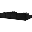 Meridian Shaggy Black Corduroy Performance Fabric Modular Sectional IMAGE 7