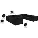 Meridian Shaggy Black Corduroy Performance Fabric Modular Sectional IMAGE 14