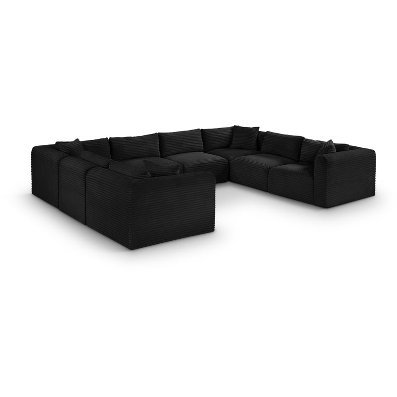 Meridian Shaggy Black Corduroy Performance Fabric Modular Sectional IMAGE 1