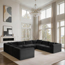 Meridian Shaggy Black Corduroy Performance Fabric Modular Sectional IMAGE 2