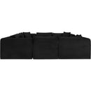 Meridian Shaggy Black Corduroy Performance Fabric Modular Sectional IMAGE 4