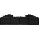 Meridian Shaggy Black Corduroy Performance Fabric Modular Sectional IMAGE 5