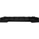 Meridian Shaggy Black Corduroy Performance Fabric Modular Sectional IMAGE 3