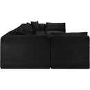 Meridian Shaggy Black Corduroy Performance Fabric Modular Sectional IMAGE 4