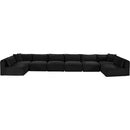Meridian Shaggy Black Corduroy Performance Fabric Modular Sectional IMAGE 6