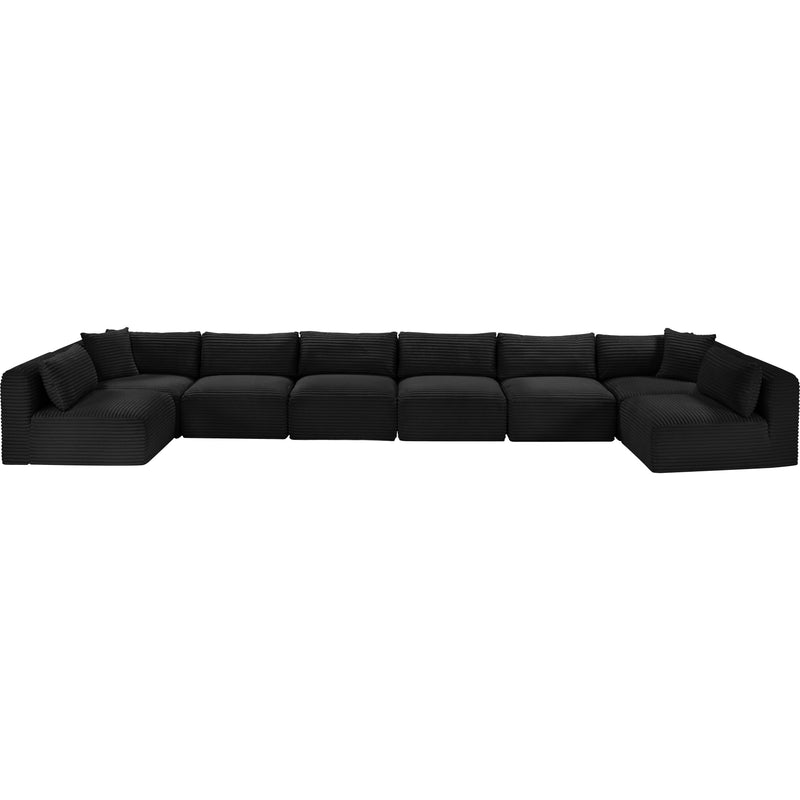 Meridian Shaggy Black Corduroy Performance Fabric Modular Sectional IMAGE 6