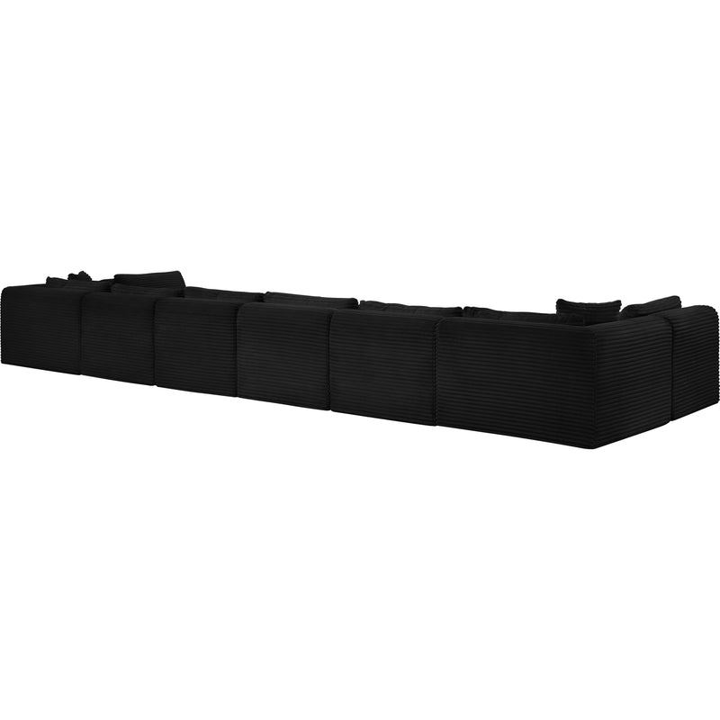 Meridian Shaggy Black Corduroy Performance Fabric Modular Sectional IMAGE 7