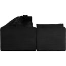 Meridian Shaggy Black Corduroy Performance Fabric Modular Sectional IMAGE 4