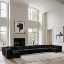 Meridian Shaggy Black Corduroy Performance Fabric Modular Sectional IMAGE 2
