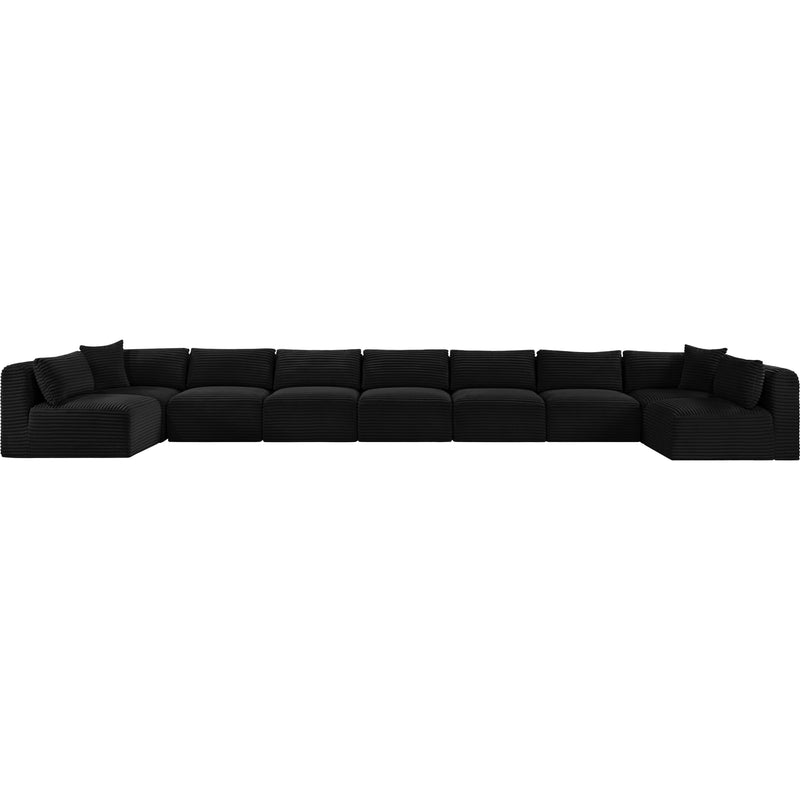 Meridian Shaggy Black Corduroy Performance Fabric Modular Sectional IMAGE 3