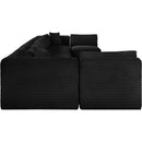 Meridian Shaggy Black Corduroy Performance Fabric Modular Sectional IMAGE 4