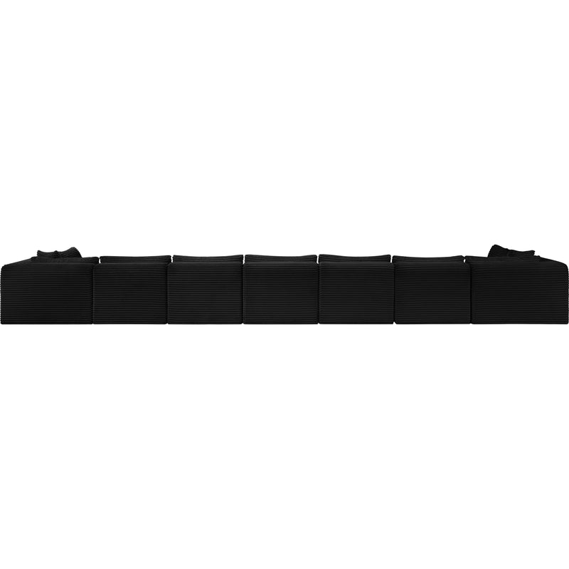 Meridian Shaggy Black Corduroy Performance Fabric Modular Sectional IMAGE 5