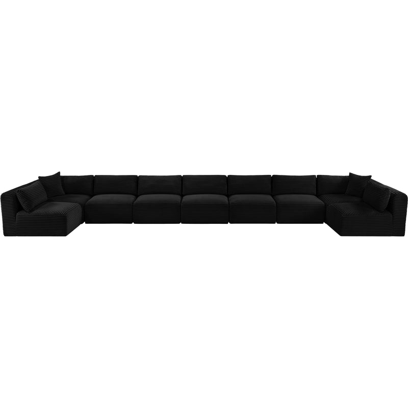 Meridian Shaggy Black Corduroy Performance Fabric Modular Sectional IMAGE 6