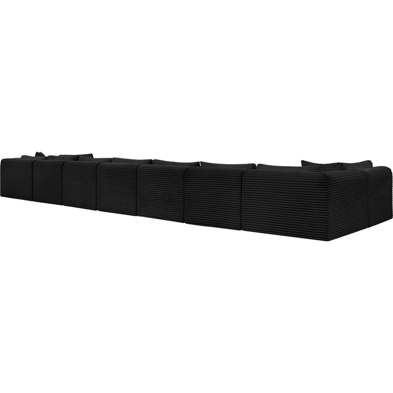 Meridian Shaggy Black Corduroy Performance Fabric Modular Sectional IMAGE 7