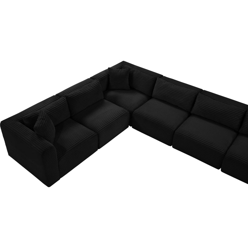 Meridian Shaggy Black Corduroy Performance Fabric Modular Sectional IMAGE 10