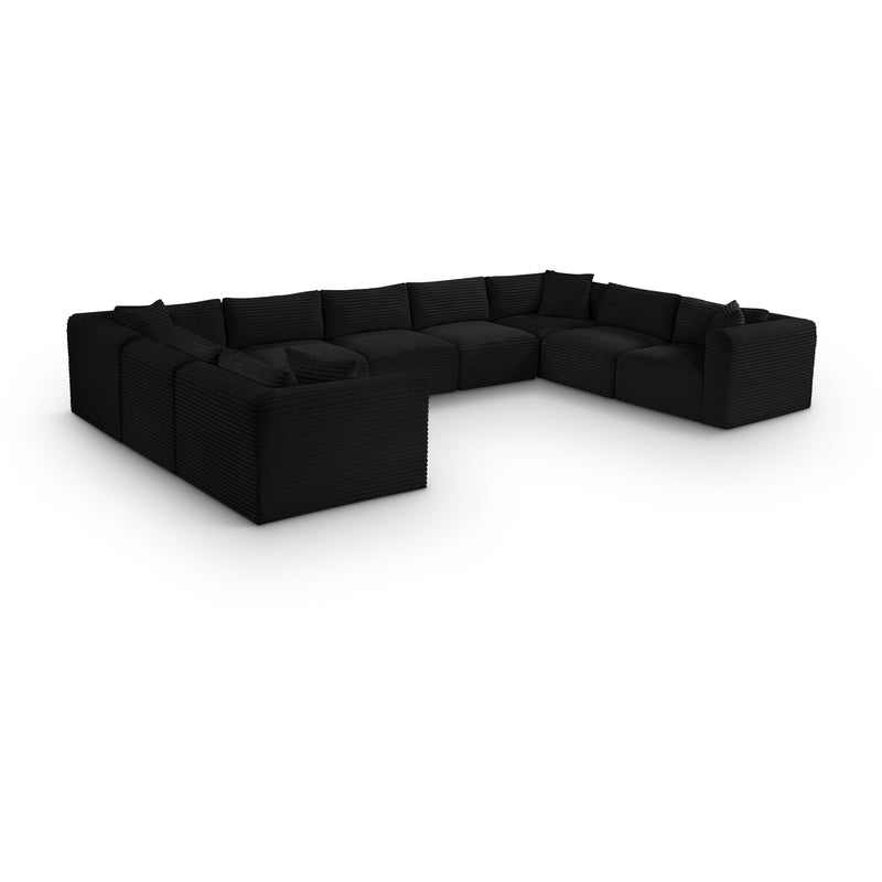 Meridian Shaggy Black Corduroy Performance Fabric Modular Sectional IMAGE 1