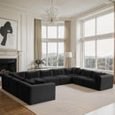 Meridian Shaggy Black Corduroy Performance Fabric Modular Sectional IMAGE 2