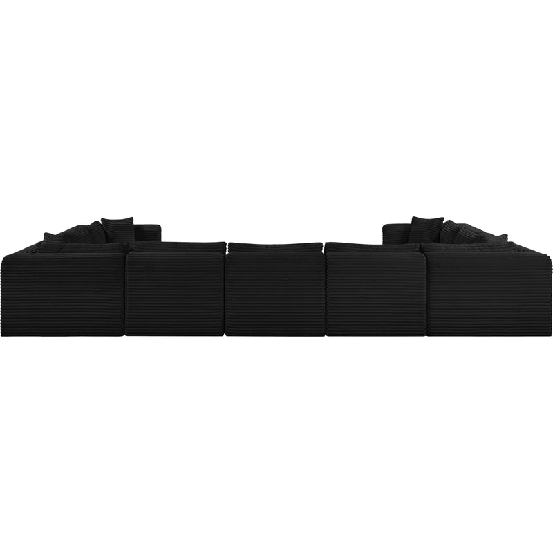 Meridian Shaggy Black Corduroy Performance Fabric Modular Sectional IMAGE 4