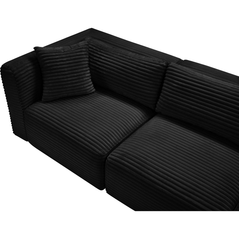 Meridian Shaggy Black Corduroy Performance Fabric Modular Sectional IMAGE 8