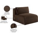 Meridian Shaggy Brown Corduroy Performance Fabric Armless Chair IMAGE 10