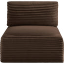 Meridian Shaggy Brown Corduroy Performance Fabric Armless Chair IMAGE 3