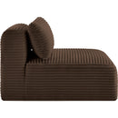 Meridian Shaggy Brown Corduroy Performance Fabric Armless Chair IMAGE 4