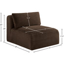 Meridian Shaggy Brown Corduroy Performance Fabric Armless Chair IMAGE 9