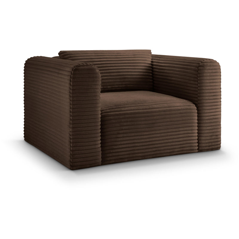 Meridian Shaggy Brown Corduroy Performance Fabric Arm Chair IMAGE 1
