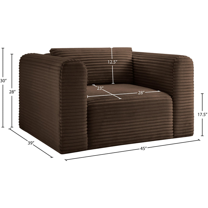 Meridian Shaggy Brown Corduroy Performance Fabric Arm Chair IMAGE 9